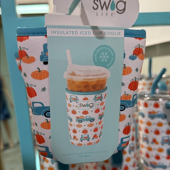 Swig Life Other - Swig Life Insulated Iced Cup Coolie - Blue and Orange Pumpkin Design